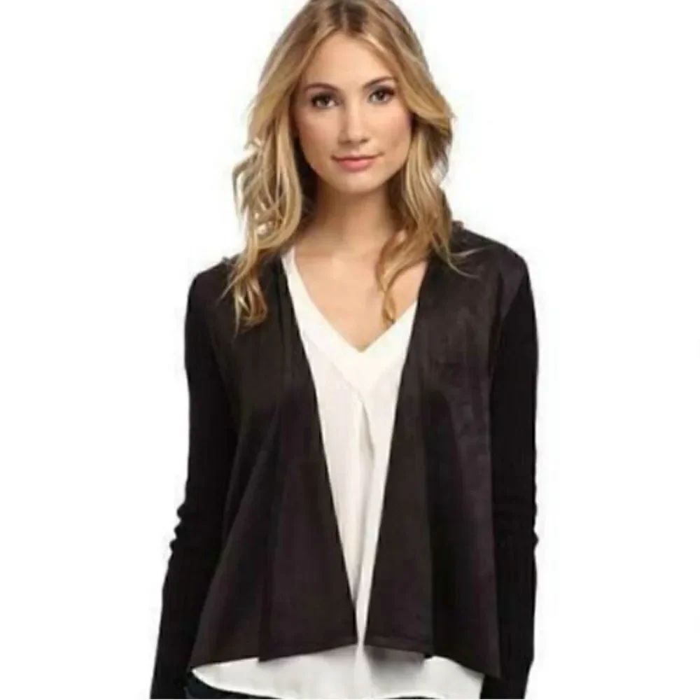 NEW
Sam Edelman Winter Folklore Faux Suede Front Waterfall Cardigan Black sz S